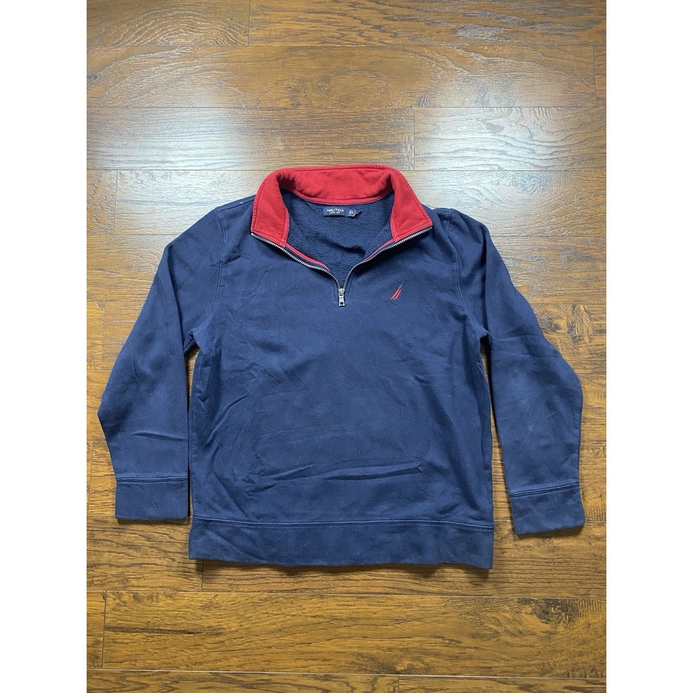Nautica Fleece 1/4 Zip Pullover Sweater Mens XL Blue
